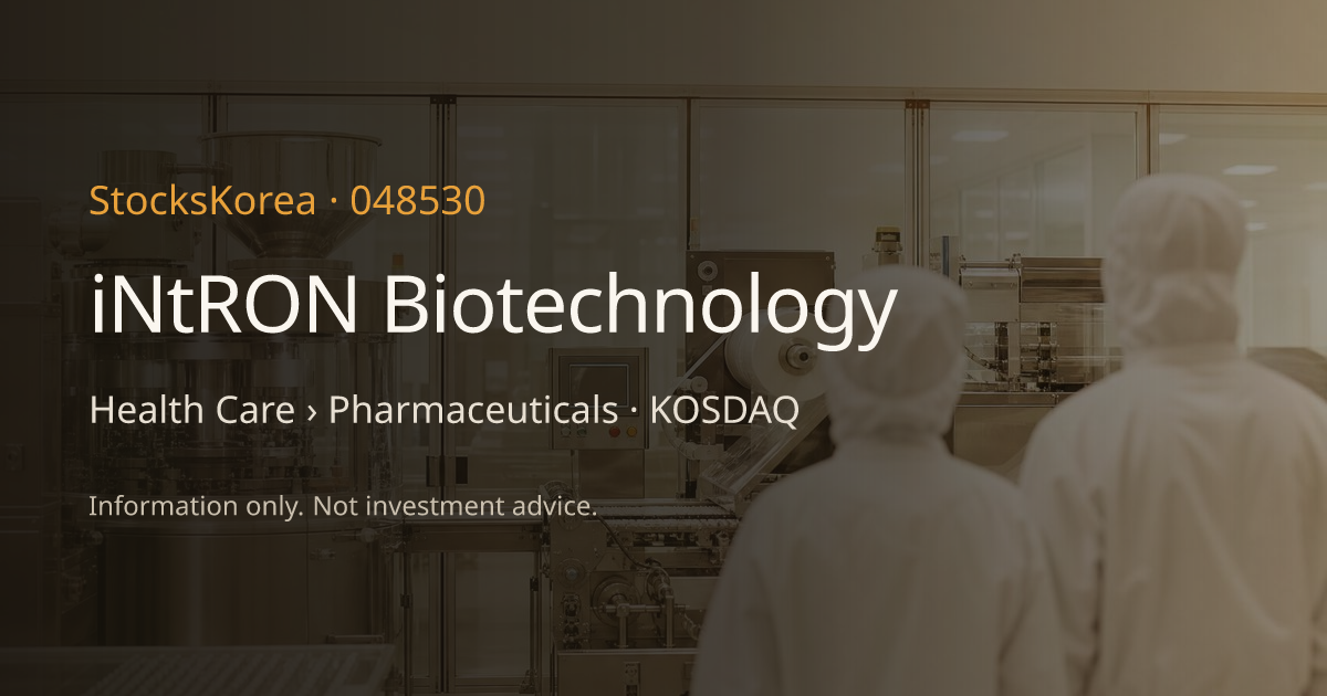 iNtRON Biotechnology (048530): Korean Health Care stock